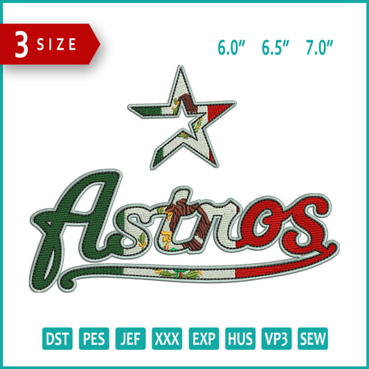 Mexican Astros Embroidery Files - 3 Size's