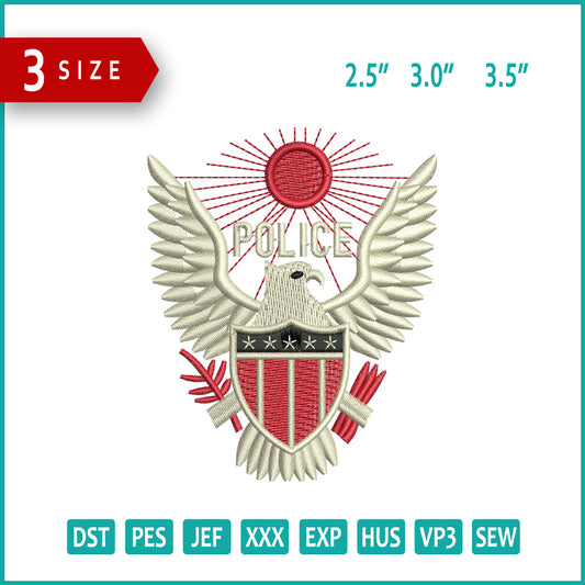 Eagle Police Embroidery Files - 3 Size's