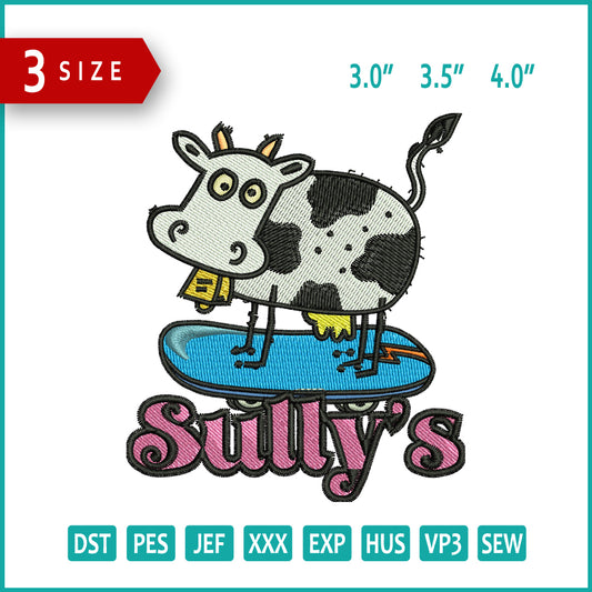 Archivos de bordado de vacas de Sullys - 3 tamaños