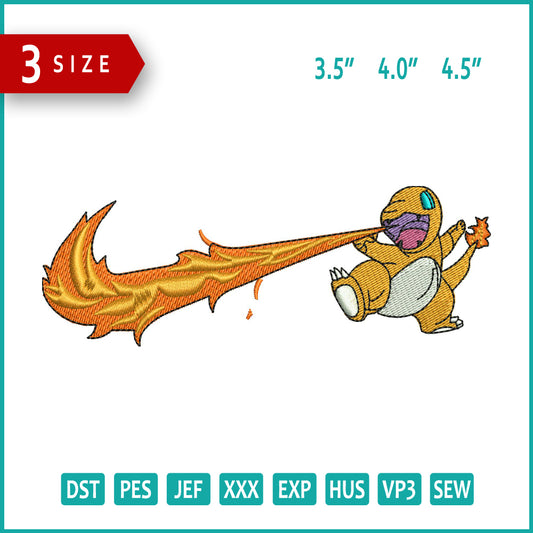 Charmander Swoosh Embroidery Files - 3 Size's