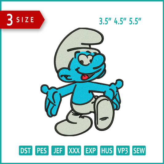 Smurfs Embroidery Design Files - 3 Size's