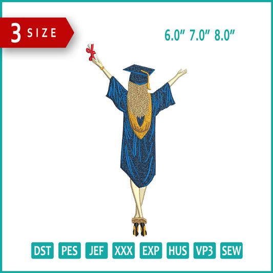 Graduation Girl Embroidery Files - 3 Size's