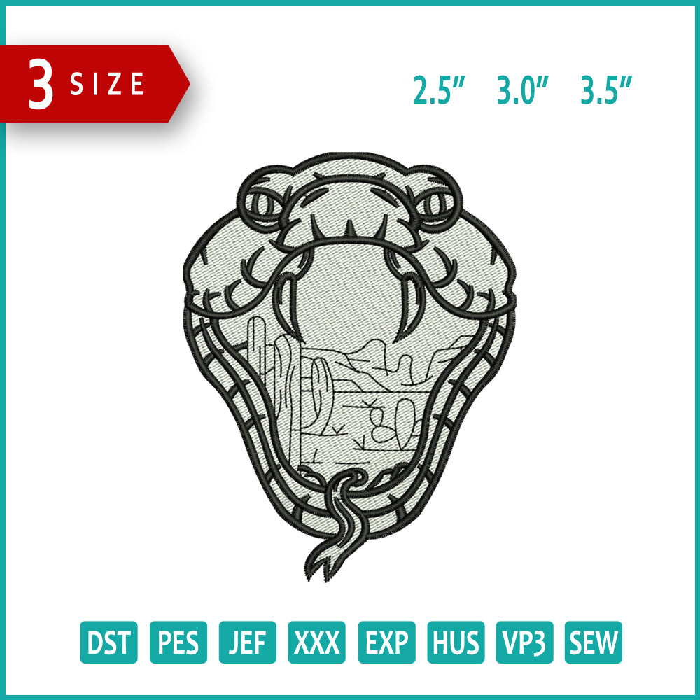 Culture Snake Embroidery Design Files - 3 Size's