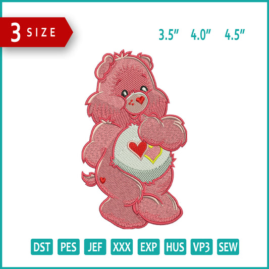 Love a Lot Bear Embroidery Files - 3 Size's