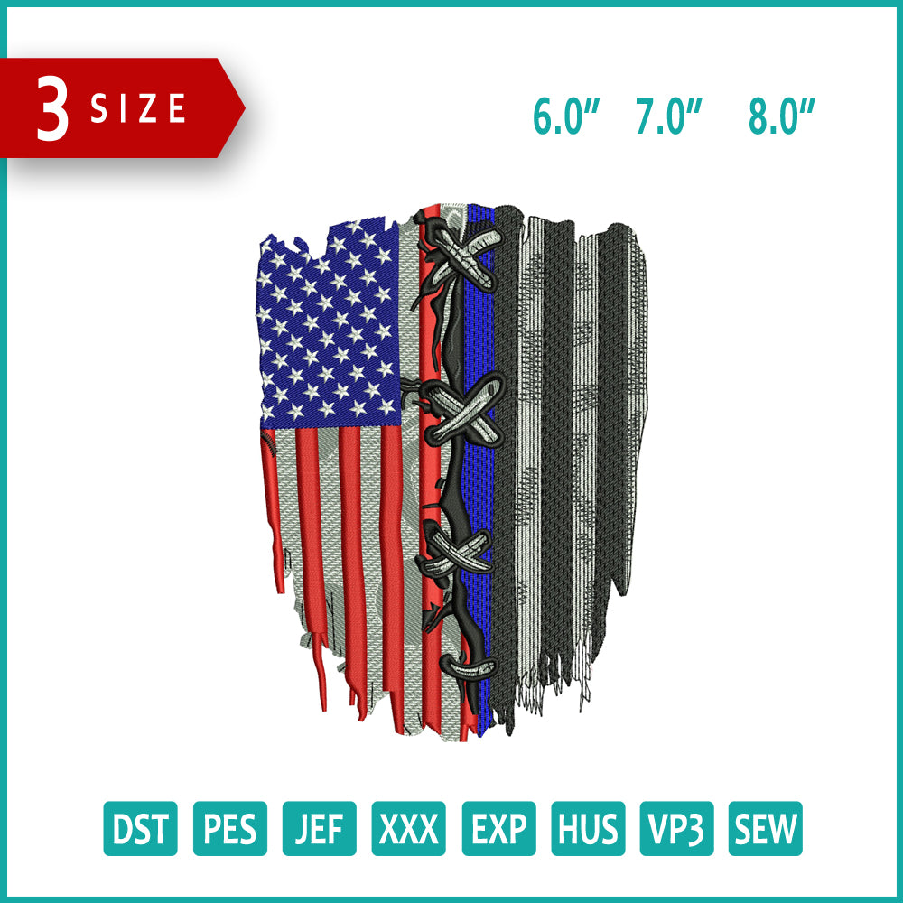 USA Shield Embroidery Files - 3 Size's