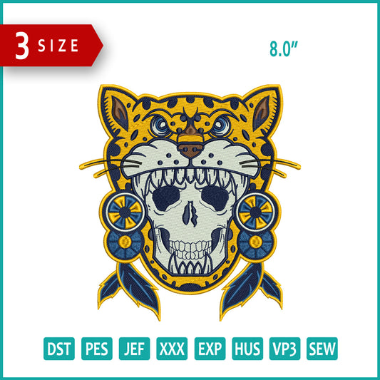 Archivos de bordado de calavera de guepardo Chevrolete - 3 tamaños