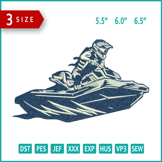 Jet Ski Man Embroidery Files - 3 Size's
