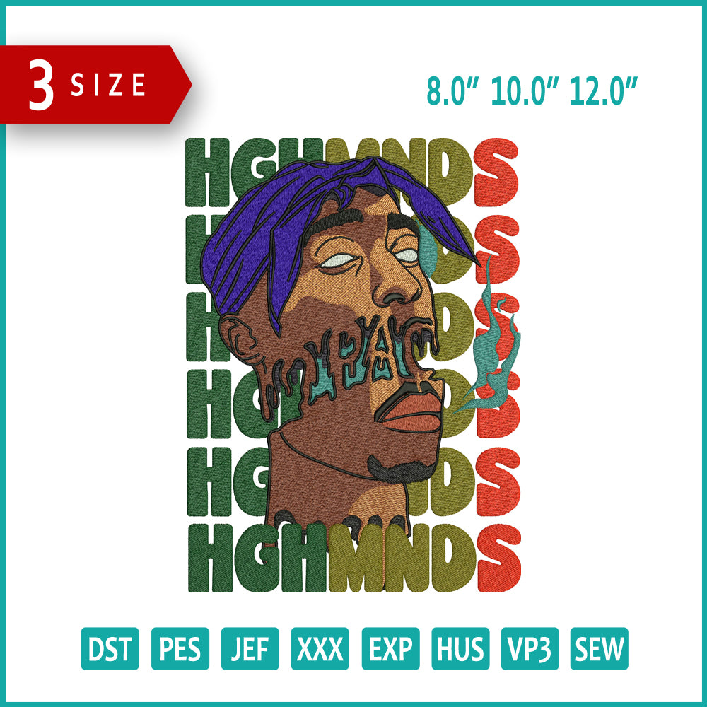 Tupac Shakur Art Embroidery Files - 3 Size's