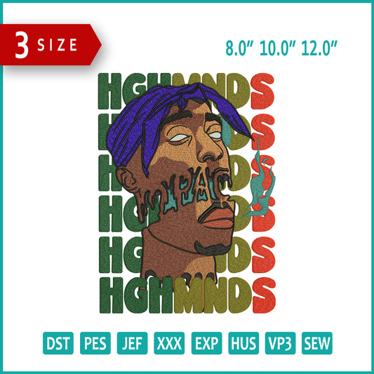 Tupac Shakur Art Embroidery Files - 3 Size's