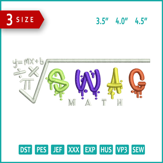 Swag Math Embroidery Files - 3 Size's