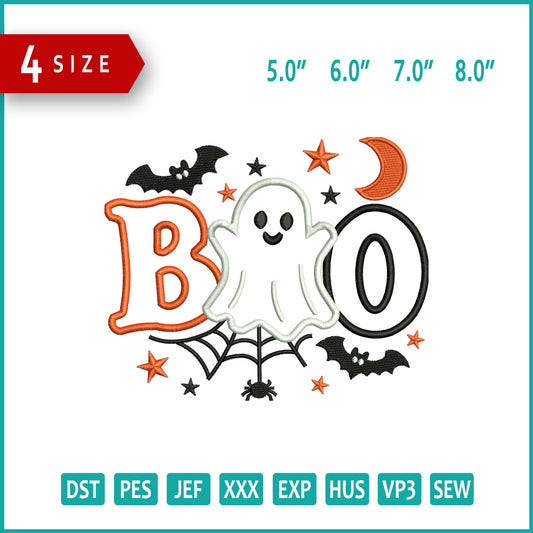 Boo Spooky Embroidery Design Files - 4 Size's