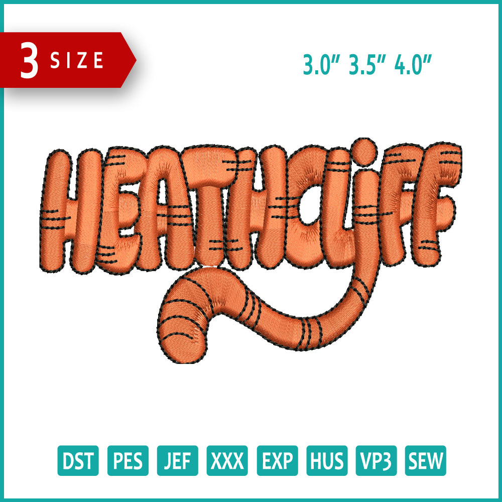 Heathcliff Embroidery Files - 3 Size's