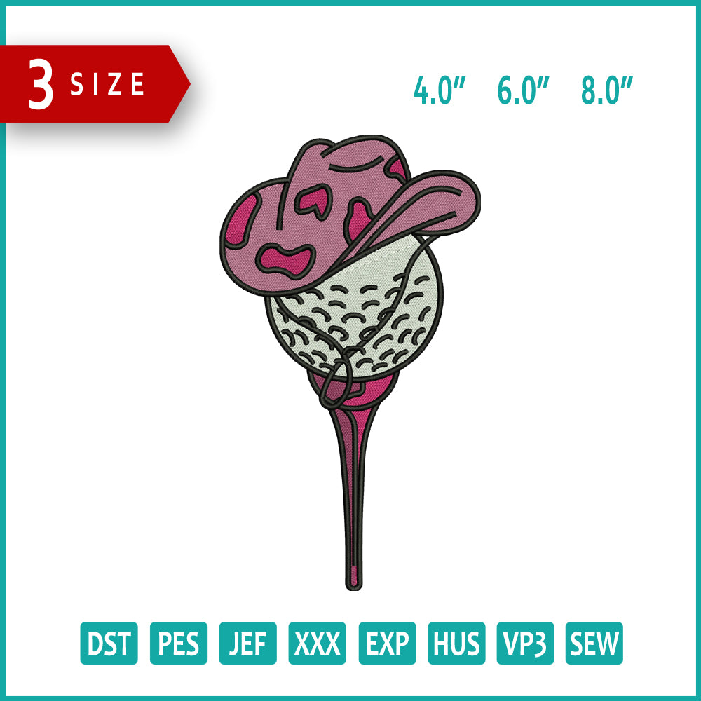 Golf Ball Hat Embroidery Design Files - 3 Size's