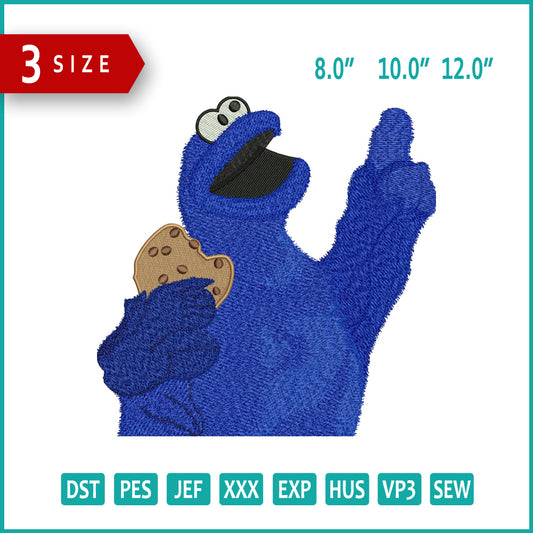 Cookie Monster Embroidery Files - 3 Size's