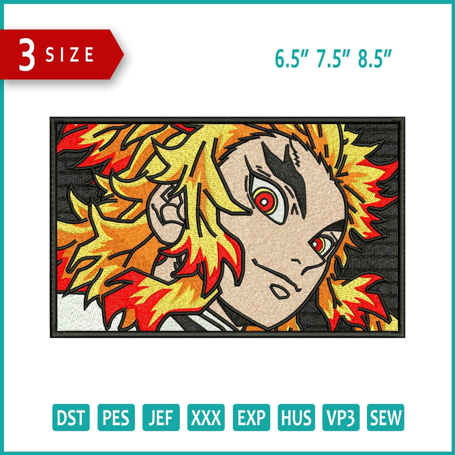 Archivos de diseño de bordado de Kyojuro Rengoku - 3 tamaños – Online ...