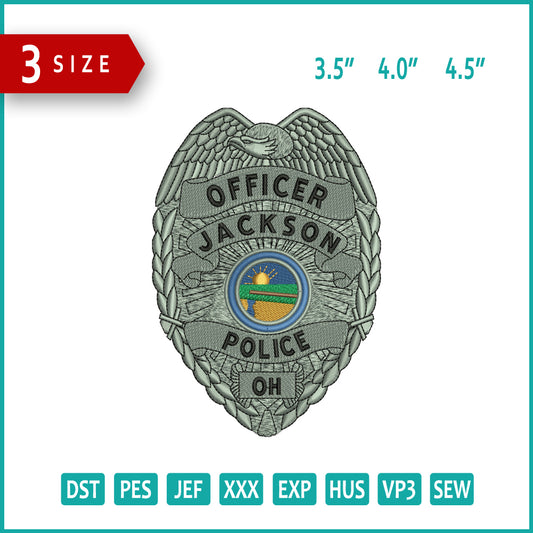 Police Badge v4 Embroidery Files - 3 Size's