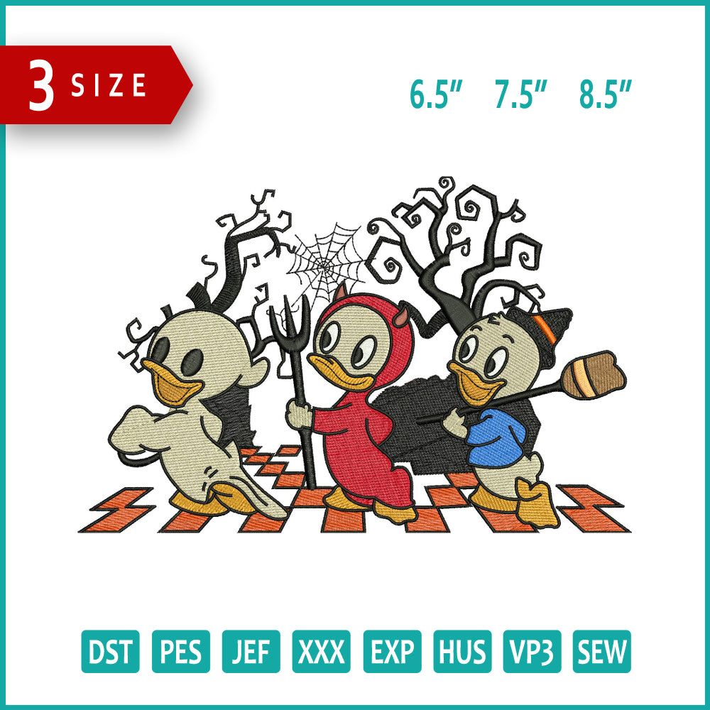 Huey Dewy and Louie Halloween Embroidery Design Files - 3 Size's