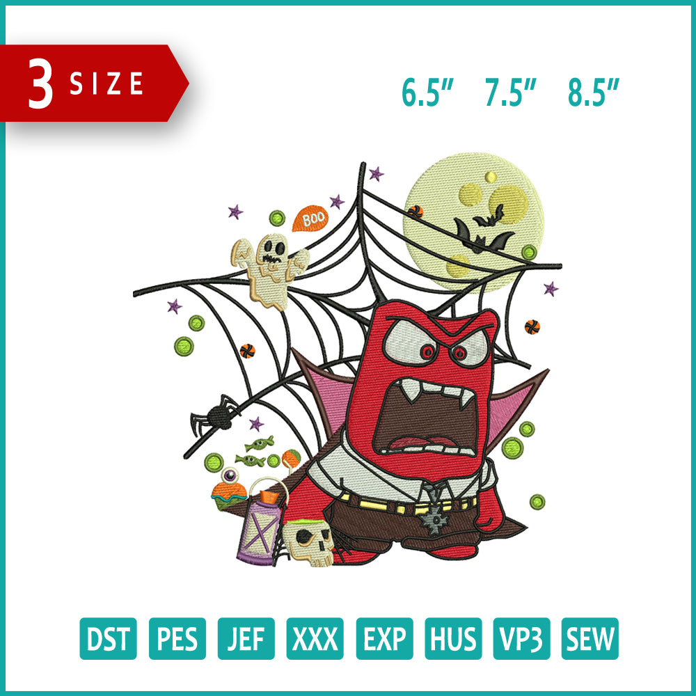 Anger Inside Out Spooky Embroidery Design Files - 3 Size's