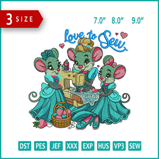Love To SEW Embroidery Files - 3 Size's