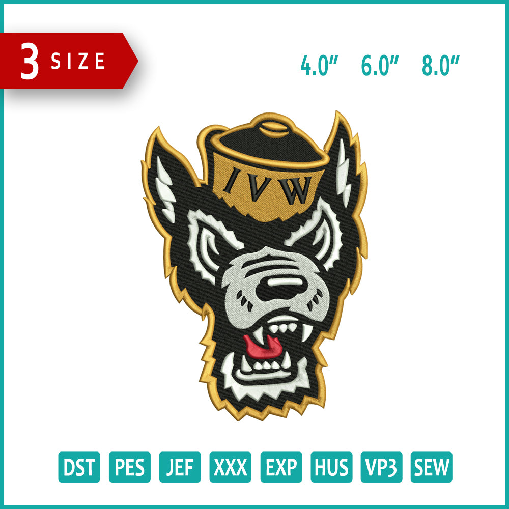 Inland Valley Wolves Embroidery Design Files - 3 Size's