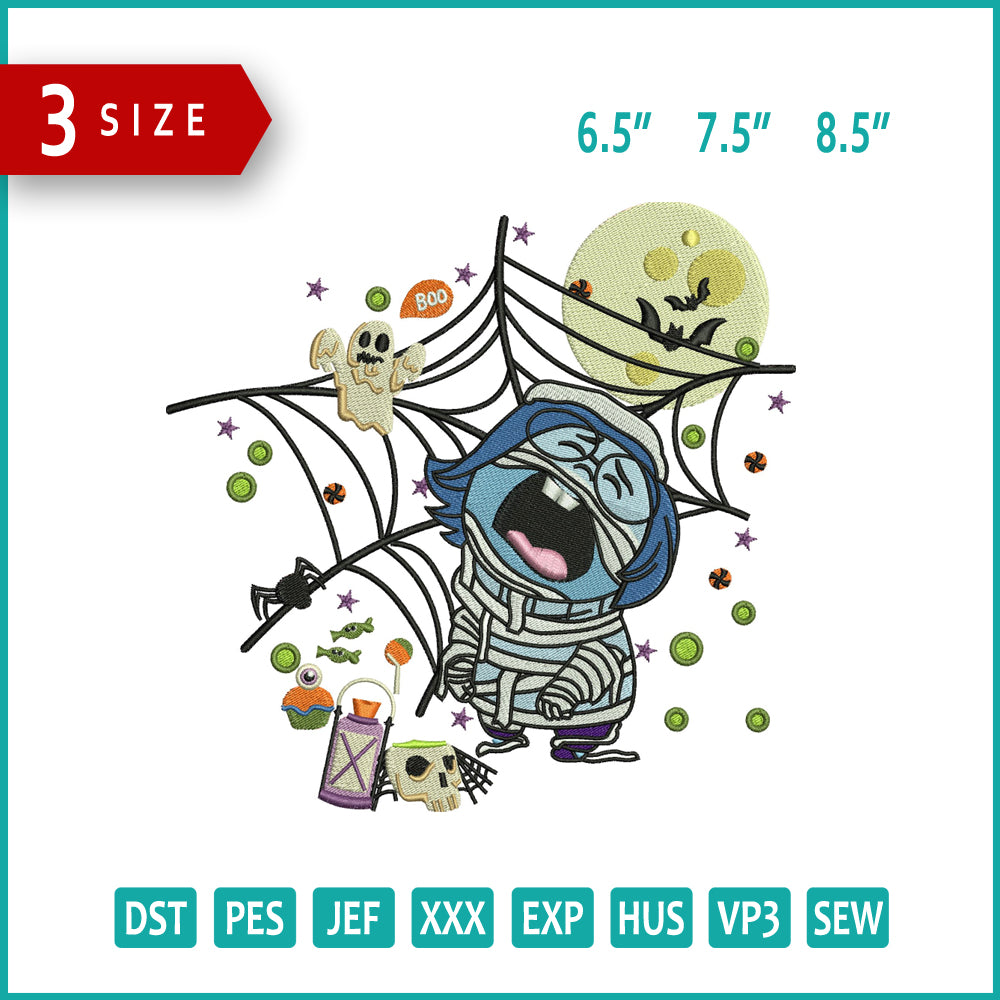 Sadness Inside Out Spooky Embroidery Design Files - 3 Size's