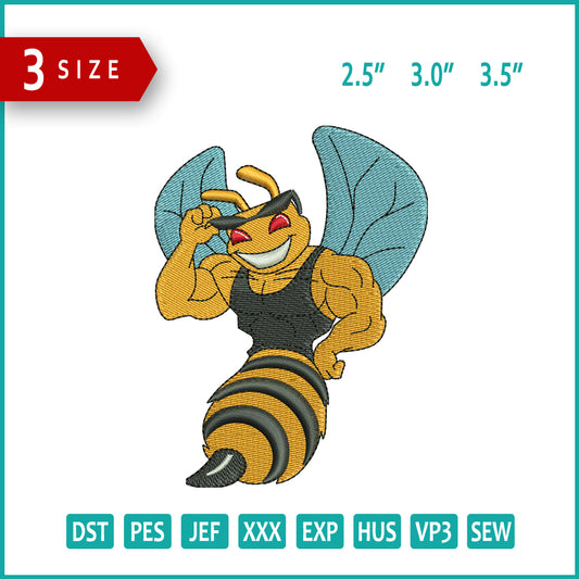Muscle Bee Embroidery Files - 3 Size's