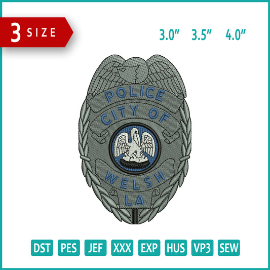 Police Badge v2 Embroidery Files - 3 Size's