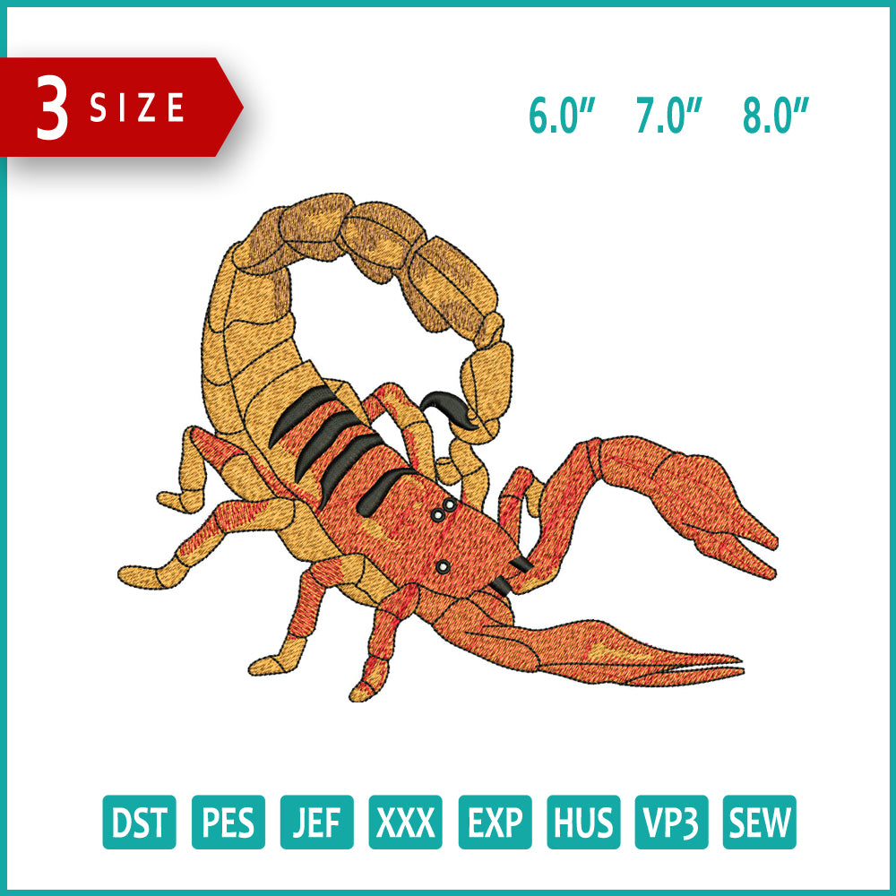 Scorpion Embroidery Files - 3 Size's