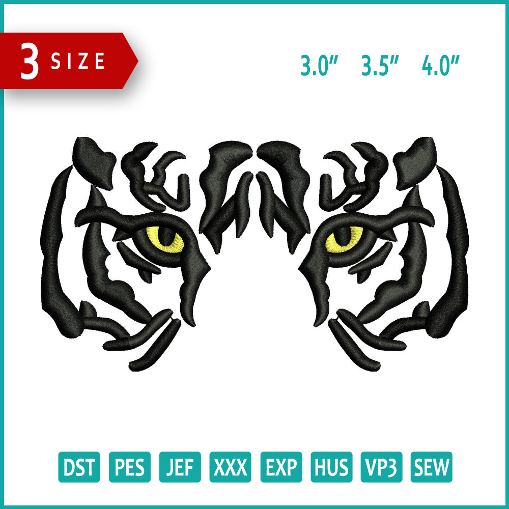 Tiger Face v3 Embroidery Files - 3 Size's