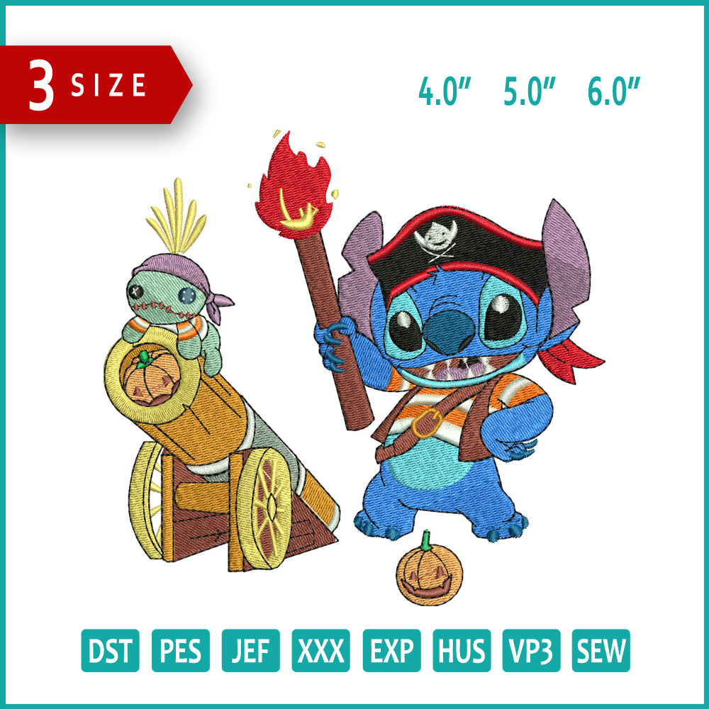 Stitch Pokemon Embroidery Design Files - 3 Size's
