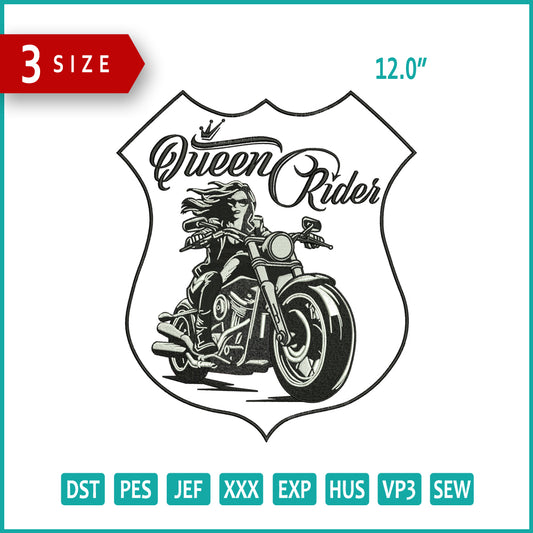 Queen Rider Embroidery Files - 3 Size's