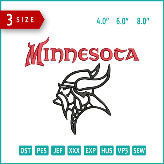 Minnesota Embroidery Files - 3 Size's