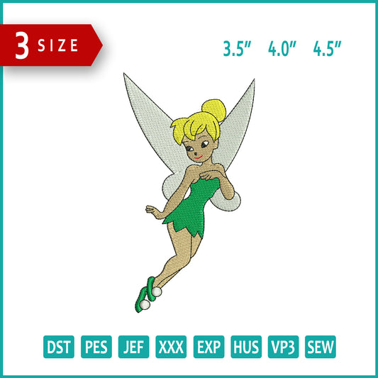 Tinker Bell v2 Embroidery Design Files - 3 Size's
