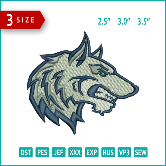 Wolf v3 Embroidery Design Files - 3 Size's