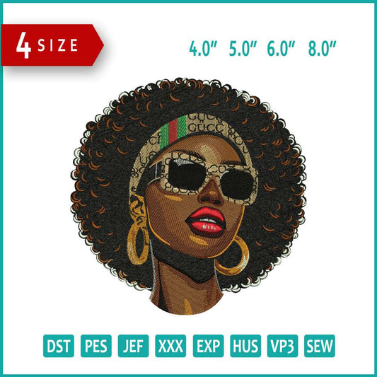 Black Girl Face Embroidery Design Files - 3 Size's