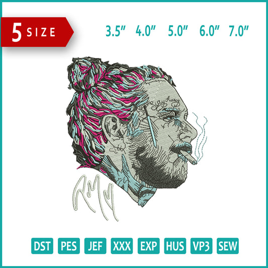 Post Malone Embroidery Design Files - 5 Size's