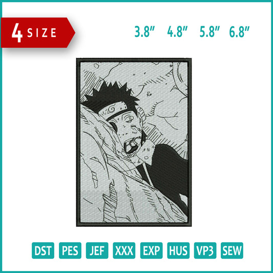 Obito Crying Embroidery Design Files - 4 Size's