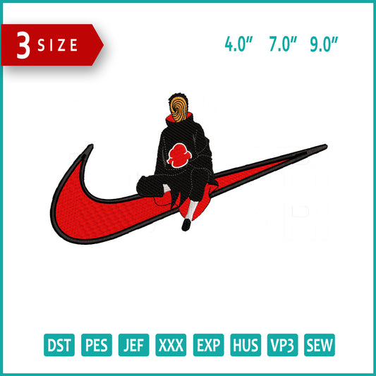 Obito Uchiha Swoosh v10 Embroidery Design Files - 3 Size's