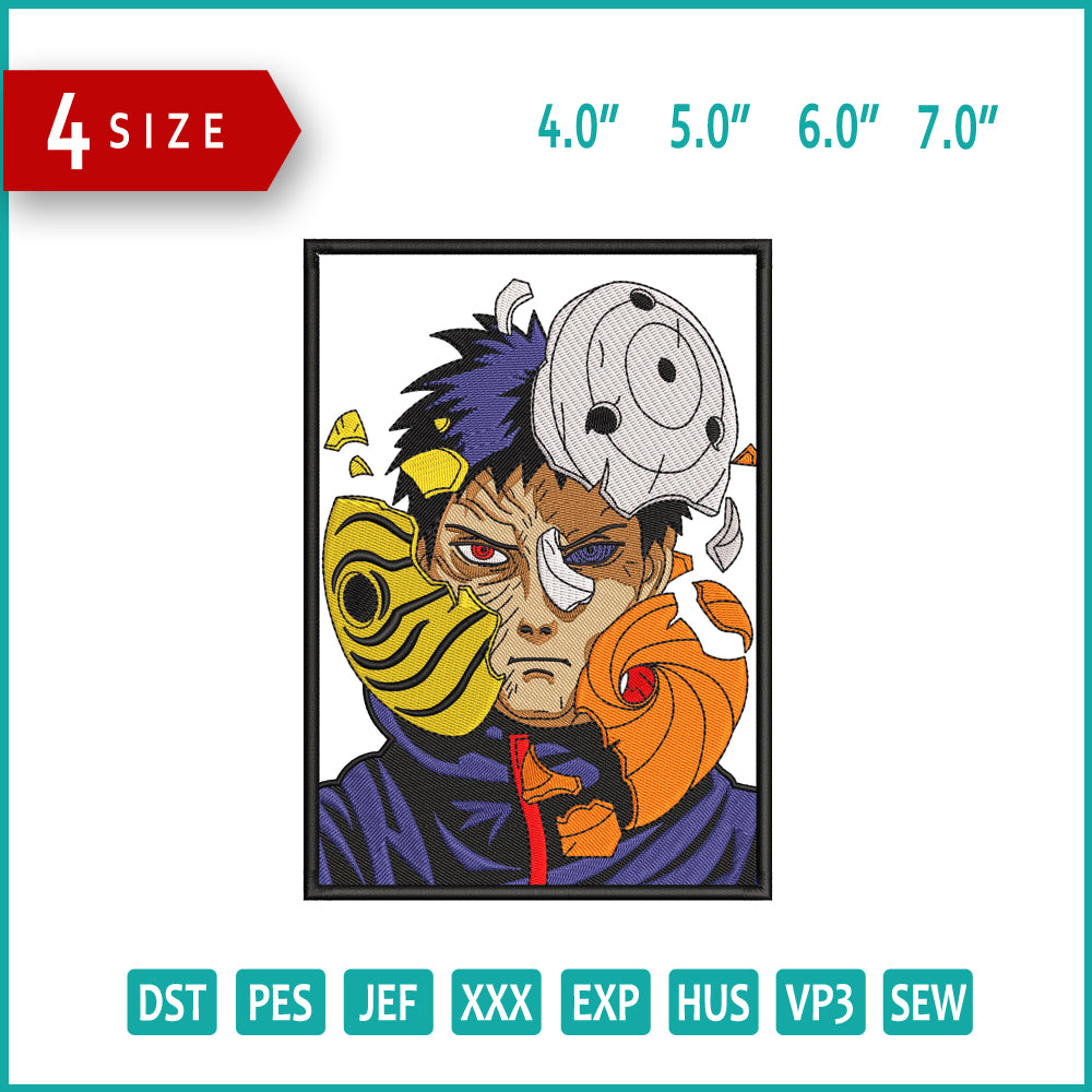 Obito Uchiha v5 Embroidery Design Files - 4 Size's