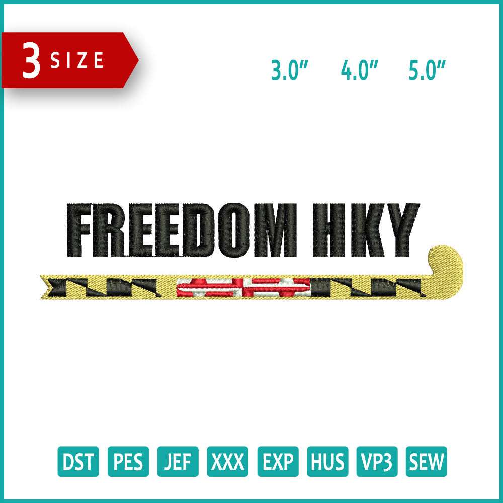 Freedom HKY Logo Embroidery Design Files - 3 Size's