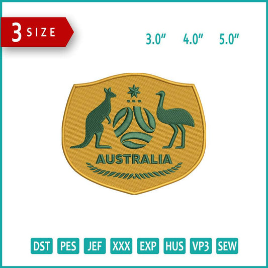 Australia National Football Logo Embroidery Design Files - 3 Size's