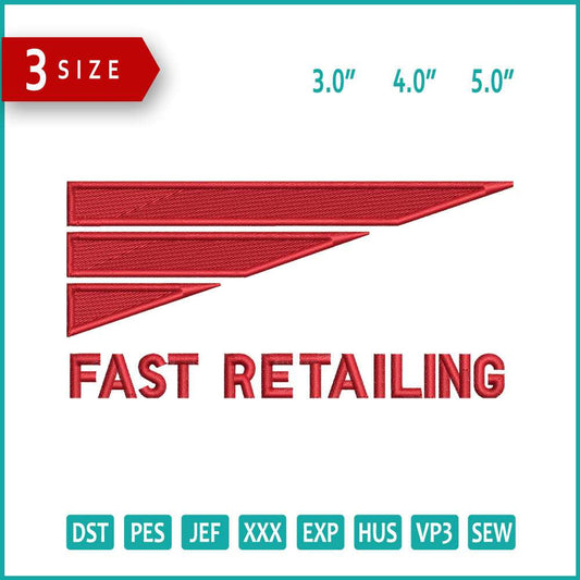 Fast Retailing Logo Embroidery Design Files - 3 Size's