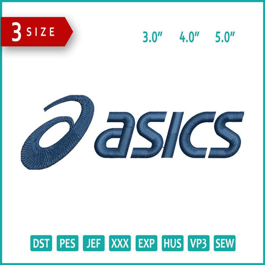 ASICS Corporation Embroidery Design Files - 3 Size's