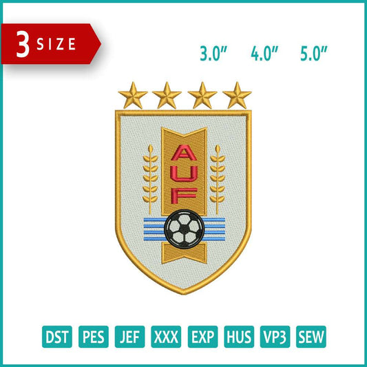 Uruguayan Football Logo Embroidery Design Files - 3 Size's