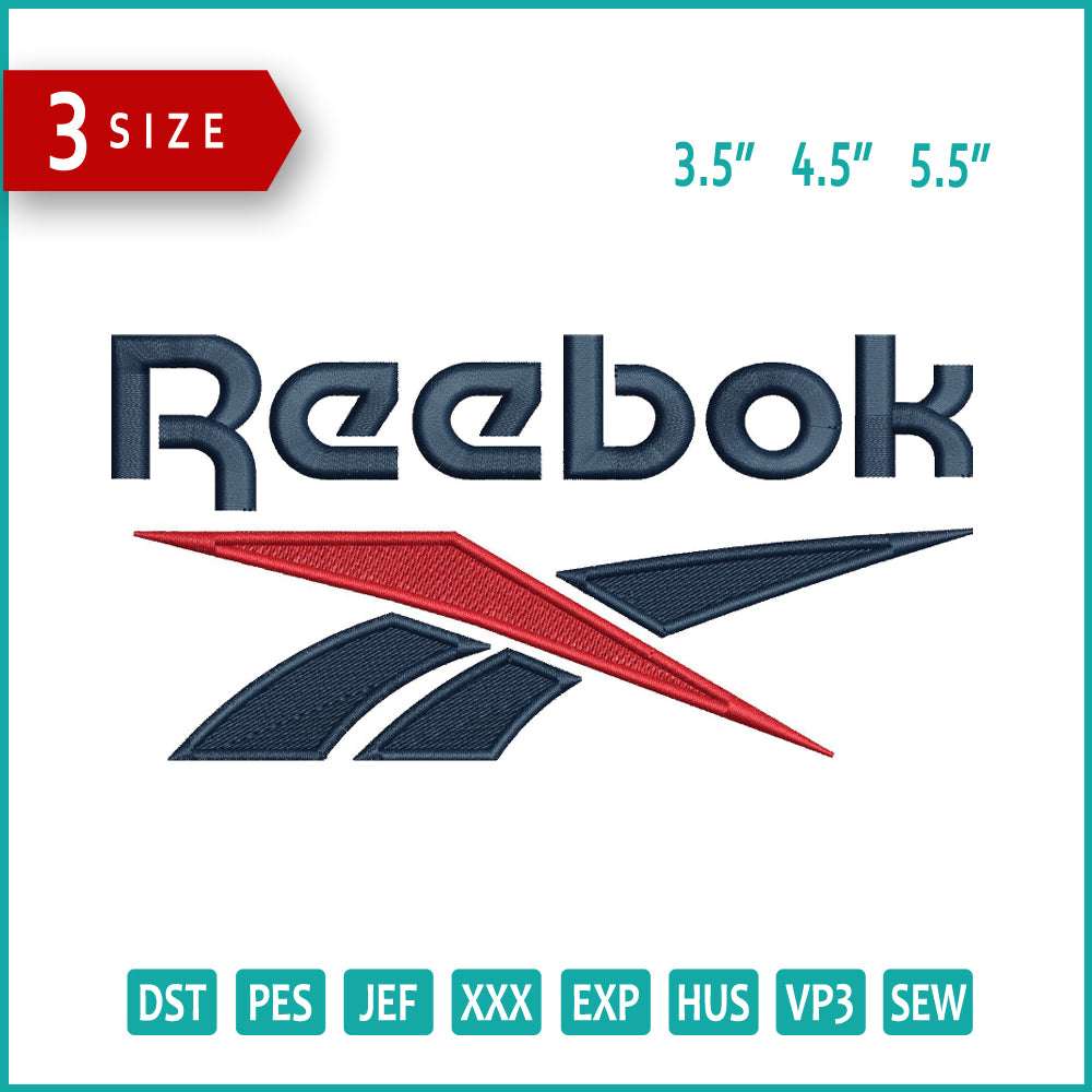 Reebok Embroidery Design Files - 3 Size's