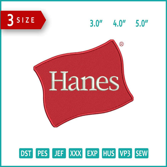 Hanes Logo Embroidery Design Files - 3 Size's