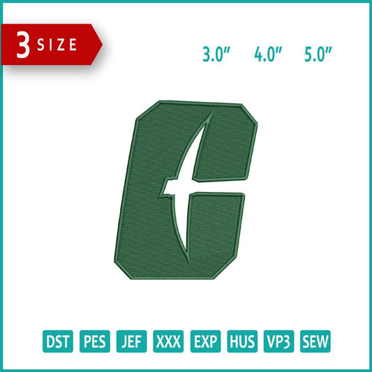 Charlotte 49ers Football Logo Embroidery Design Files - 3 Size's