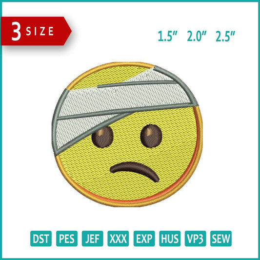 Face with Head Bandage Emoji Embroidery Design Files - 3 Size's