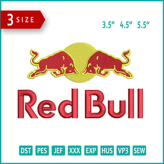 Red Bull Embroidery Design Files - 3 Size's