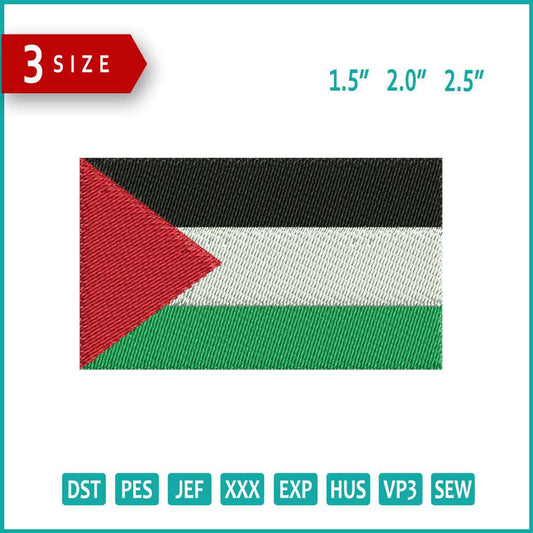 Palestine Flag Embroidery Design Files - 3 Size's